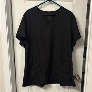 Med Couture Black Relaxed Short Sleeve Scrub Top